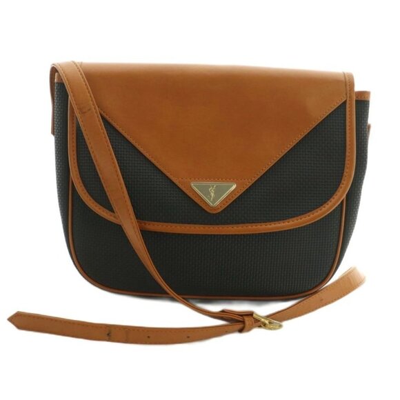Saint Laurent Yves Shoulder Bag Flap Bicolor Navy Blue Beige